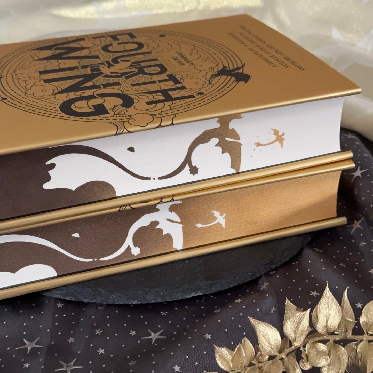 Pre-Order Fourth Wing Sprayed Edges - Golden Dragons
